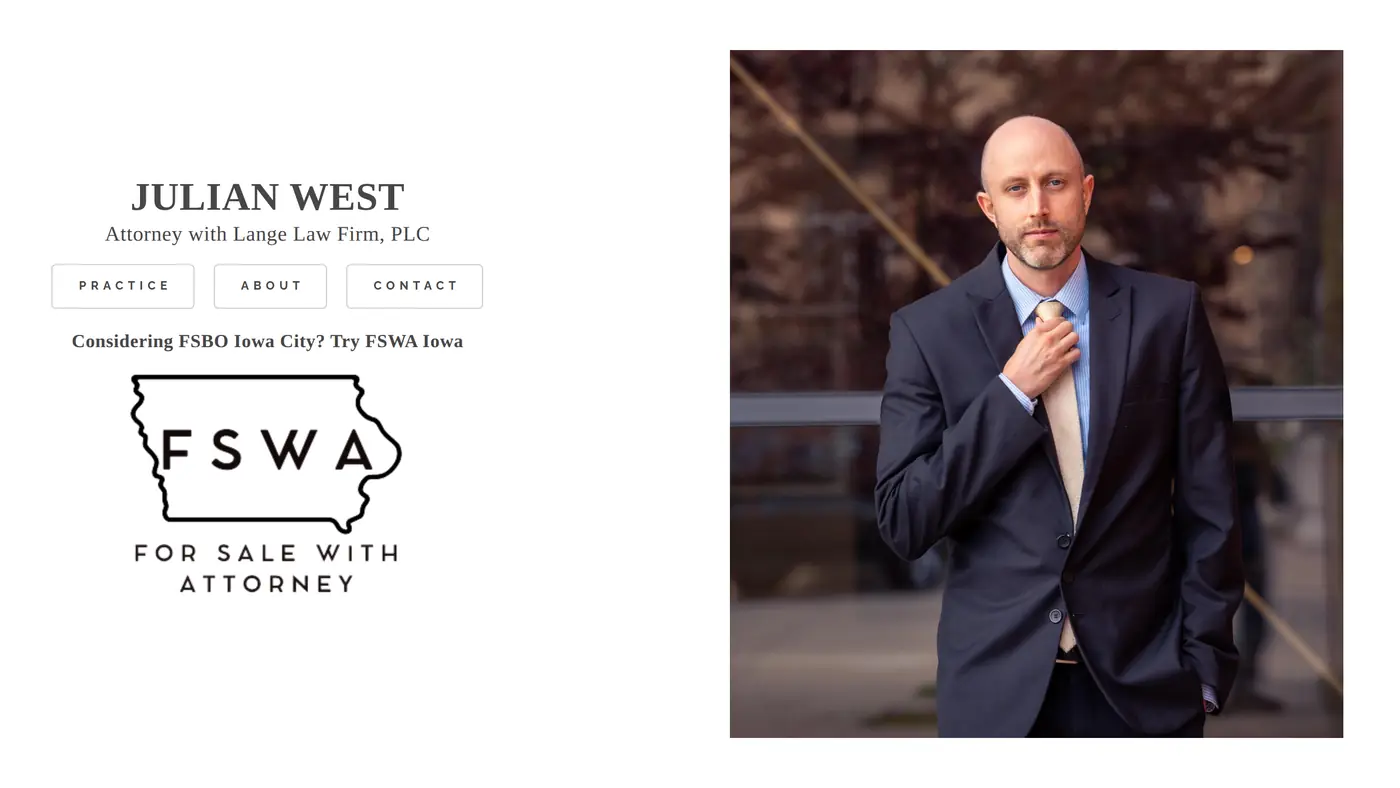 Homepage of julianwestlaw.com: Julian West, Attorney with Lange Law Firm, PLC.